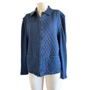Blast women’s L 90s blue quilted zip up coat quilted diamond patch cotton